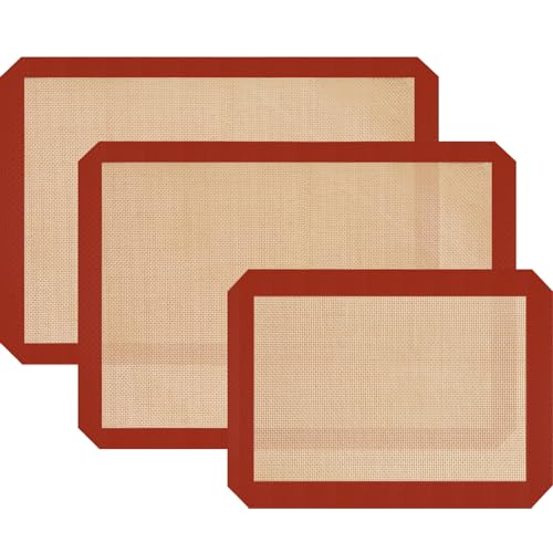 Dwavele Silicone Baking Mats, 3 Pack Non-Stick Mats for Baking, Silicone Baking Mats Cookie Sheet, Easy Clean & Reusable Oven Baking Sheet for Making Cookies, Macaroons, Bread - Image 1