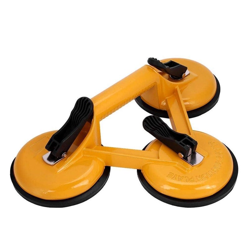 HBD SALES HBD SALES HeavyDuty Premium Triple Suction Cup Aluminium Lifter for Flat Glass Tiles Lifting Moving Rotating Holding Construction Hand Working Tool Maximum Capacity 135 Kg Multi colour 1 piece  - Image 1