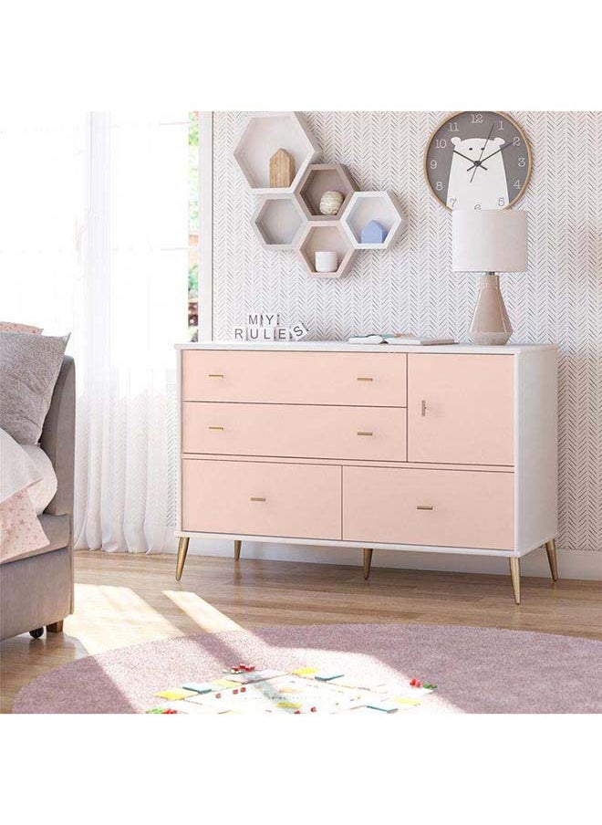 Al Home Kids Dresser: 119x49x79 Wood, Pink by Alhome 