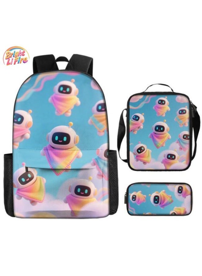Bright Li Fire Unlock the new fashion of childish fun! Three-piece set of bags, cartoon elements for children and teenagers (students, children, friends' outings, mountain climbing, schooling, etc. can be used) - 11  - Image 1