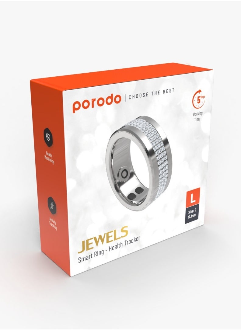 porodo Jewels Smart Ring Health Tracker L 19.1mm - Silver  - Image 5