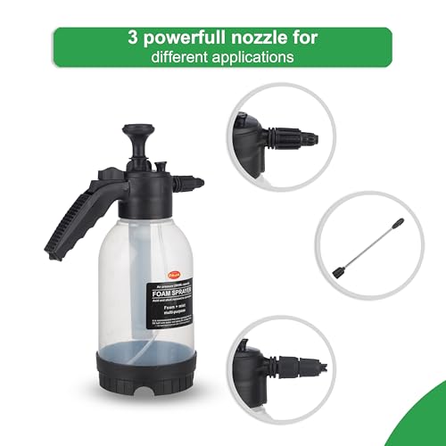 RAIJA RAJA – 2 Litre – Manual Foam Sprayer – Hand Pressure Pump Spray Bottle with Adjustable Nozzle – High Foaming Feature for Car & Bike Wash, Home & Garden Cleaning – Black– 2L Capacity - Image 4