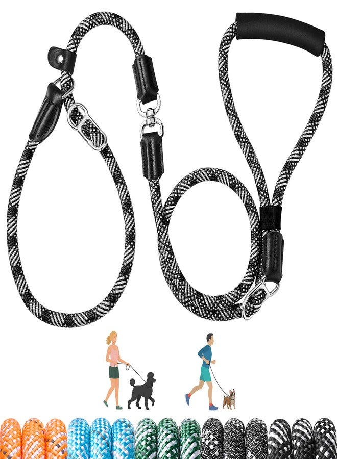 Lukovee Slip Lead Dog Leash, 4-6 FT x 1/2" Adjustable Tangle Free Leash, Heavy Duty Comfortable Reflective No Pull Training Rope Lead with Padded Handle for Medium Large Dogs (Black, S: 4-6 FT) - Image 1
