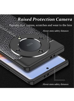 Homeosoobone Compatible Huawei Honor X9A 5G Case Anti-Slip Lychee Pattern Cover with 2 Tempered Glass Screen Protector Black  - Image 3