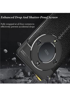 Homeosoobone Compatible Huawei Honor X9A 5G Case Anti-Slip Lychee Pattern Cover with 2 Tempered Glass Screen Protector Black  - Image 4