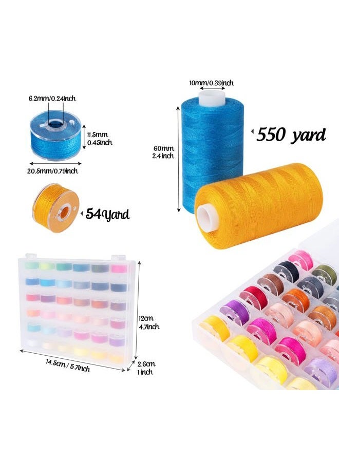 ilauke 72pcs Sewing Thread Kit Pre-Wound Bobbins - 36 Colours 550 Yard Sewing Thread + 36 Colours Matching 50 Yard Bobbins Ideal for Sewing Supplies & Home Crafting - Image 1