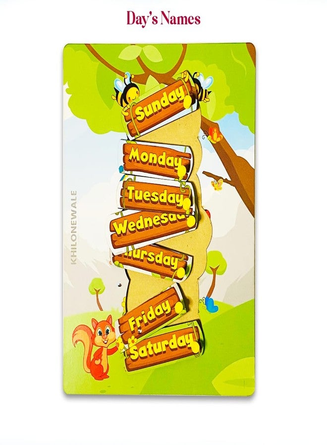 Khilonewale Kid's Wooden Puzzles Set for Toddlers 2 3 4 Years Old, Month of Year and Week Days Name, Educational Puzzle with knobs,Learning Aid for Boys and Girls, Kids, Students,Size 30 * 22 cm - Image 4