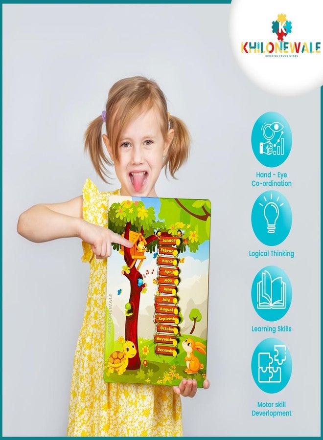 Khilonewale Kid's Wooden Puzzles Set for Toddlers 2 3 4 Years Old, Month of Year and Week Days Name, Educational Puzzle with knobs,Learning Aid for Boys and Girls, Kids, Students,Size 30 * 22 cm - Image 2