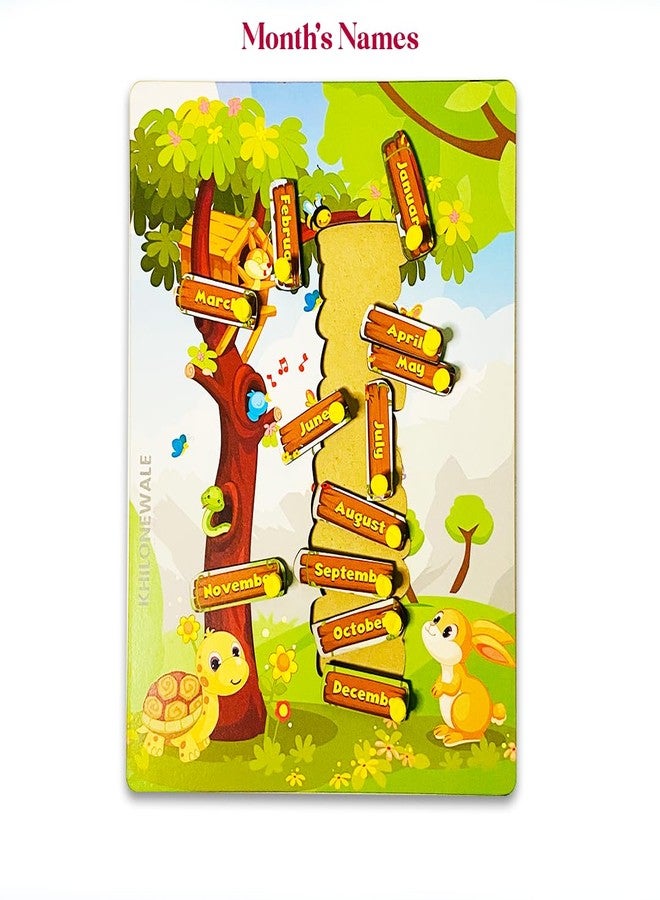 Khilonewale Kid's Wooden Puzzles Set for Toddlers 2 3 4 Years Old, Month of Year and Week Days Name, Educational Puzzle with knobs,Learning Aid for Boys and Girls, Kids, Students,Size 30 * 22 cm - Image 5