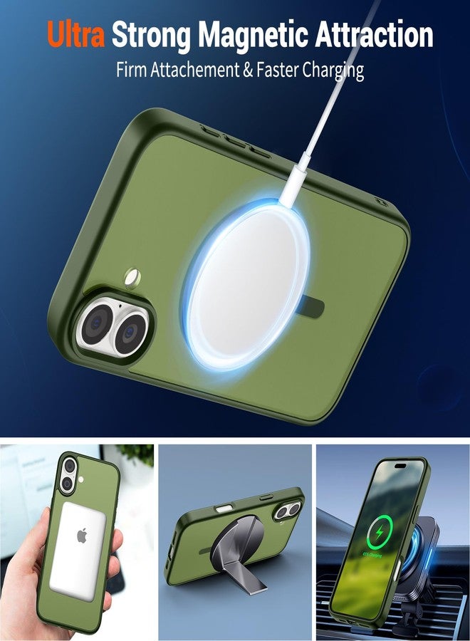 SUPFINE Magnetic for iPhone 16 Plus Case (Compatible with MagSafe) (Military Grade Drop Protection) Slim Translucent Matte Shockproof with Anti-Fingerprint Phone Case,Cangling Green - Image 5