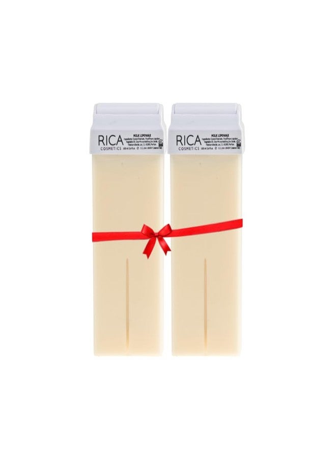 Rica Milk Roll-On Painless Hair Removal Refill Wax For Men & Women| Quick & Easy Tan Removal Waxing for Sensitive Skin| 100 ml, Pack of 2 - Image 1