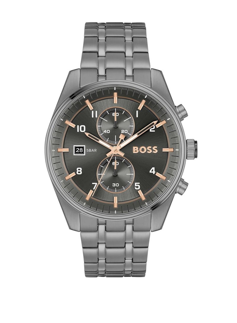 بوس ساعة BOSS للرجال بمينا رمادية تناظرية - 1514153 - Image 1