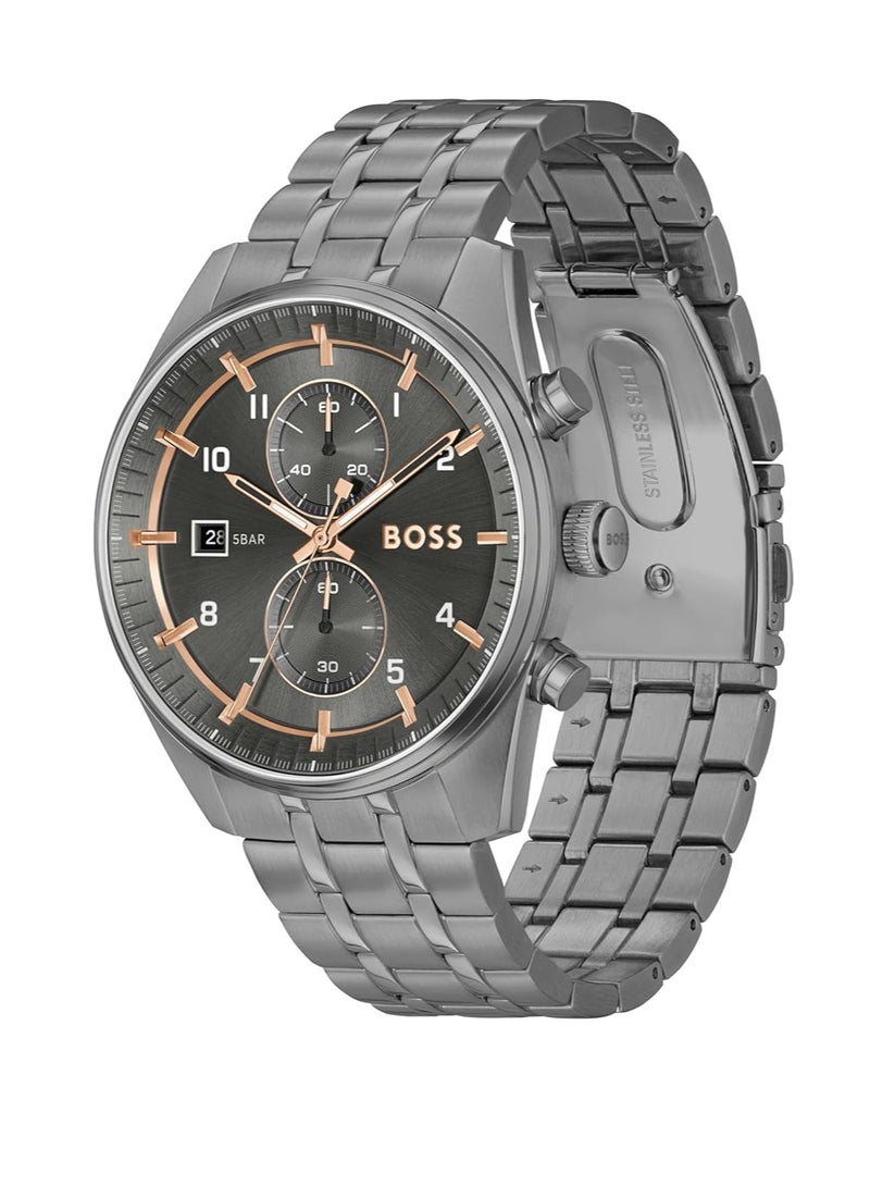 بوس ساعة BOSS للرجال بمينا رمادية تناظرية - 1514153 - Image 2