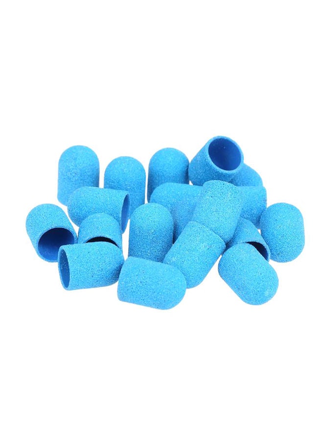 NIBEMINENT 20-Piece Grit Nail Drill Sanding Cap Set With Grip Blue/Silver - Image 2
