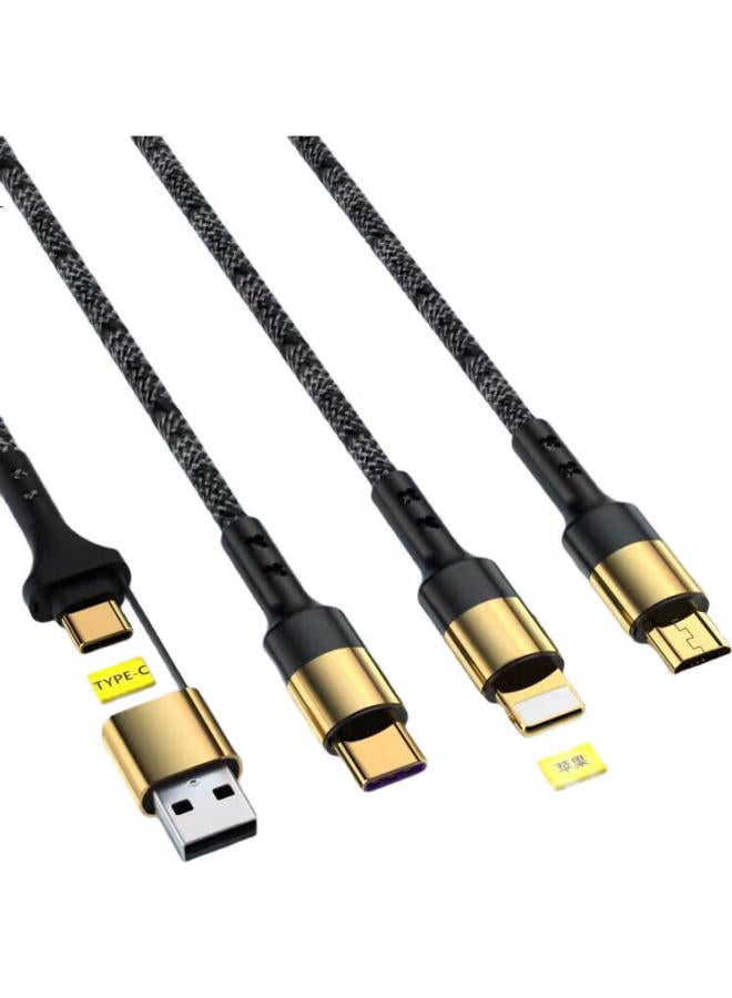 Lenvog Lanwogang Iphone 16/15 Data Cable, 100W Five-In Charging Cable, 5A Super Fast Charging, Compatible With Apple/Huawei/Xiaomi/Honor Phones, 1.25 Meters, Gold-Plated - Image 3