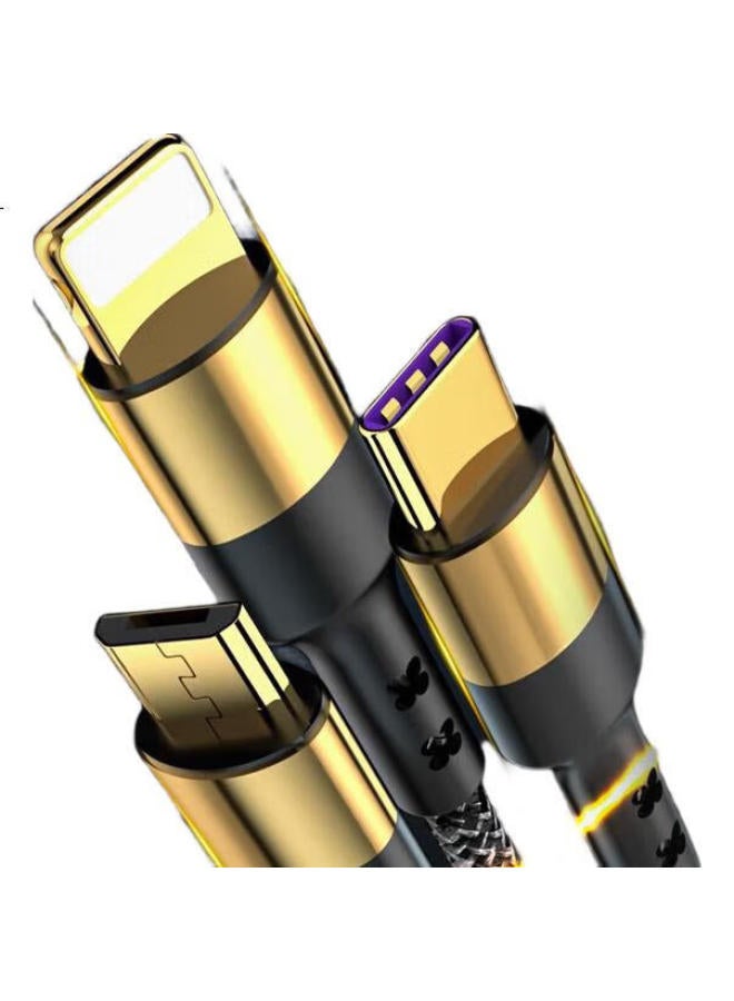 Lenvog Lanwogang Iphone 16/15 Data Cable, 100W Five-In Charging Cable, 5A Super Fast Charging, Compatible With Apple/Huawei/Xiaomi/Honor Phones, 1.25 Meters, Gold-Plated - Image 1