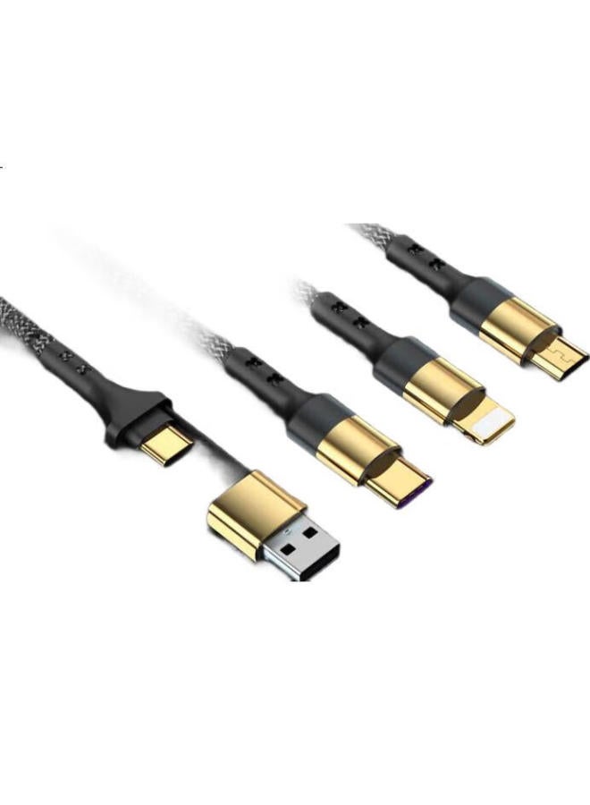 Lenvog Lanwogang Iphone 16/15 Data Cable, 100W Five-In Charging Cable, 5A Super Fast Charging, Compatible With Apple/Huawei/Xiaomi/Honor Phones, 1.25 Meters, Gold-Plated - Image 2