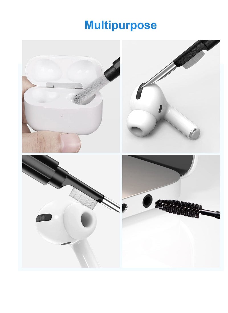 Excefore - 8 in 1 Cleaner Kit for Airpod, Earphone Cleaner Kit, Cleaning Pen with Brush, Multifunctional Cleaning Kit for Keyboard, Airpods, Computer, Laptop (Black) - Image 1