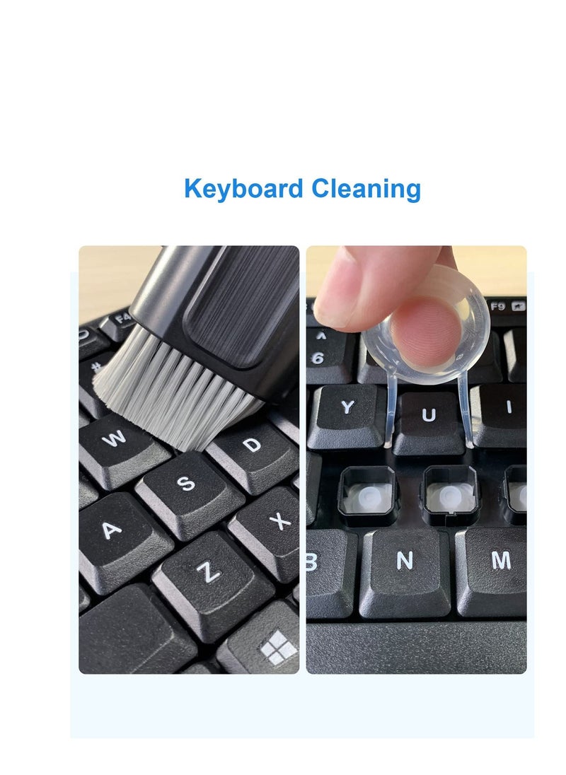 Excefore - 8 in 1 Cleaner Kit for Airpod, Earphone Cleaner Kit, Cleaning Pen with Brush, Multifunctional Cleaning Kit for Keyboard, Airpods, Computer, Laptop (Black) - Image 1