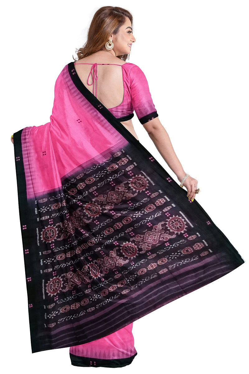 BHS Women's Sambalpuri Cotton Saree Without Blouse Piece (Nuapatanapata_Pink) - Image 3