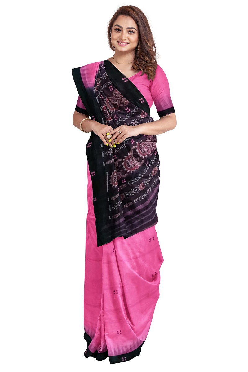 BHS Women's Sambalpuri Cotton Saree Without Blouse Piece (Nuapatanapata_Pink) - Image 5