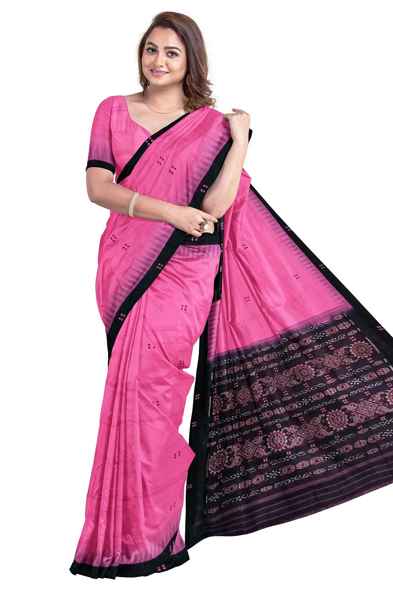 BHS Women's Sambalpuri Cotton Saree Without Blouse Piece (Nuapatanapata_Pink) - Image 1