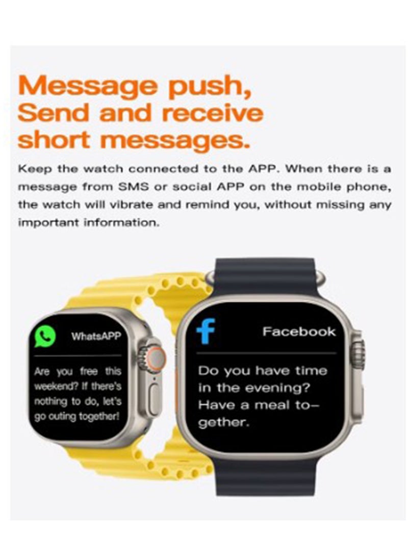 BSNL - BSNL Unisex ULTRA Watch 49m 2.02 Inch Full Touch Color Screen with 4 STRAPS WIRELES CHARGER Bluetooth Calling Health and Sports Smartwatch Orange - Image 1