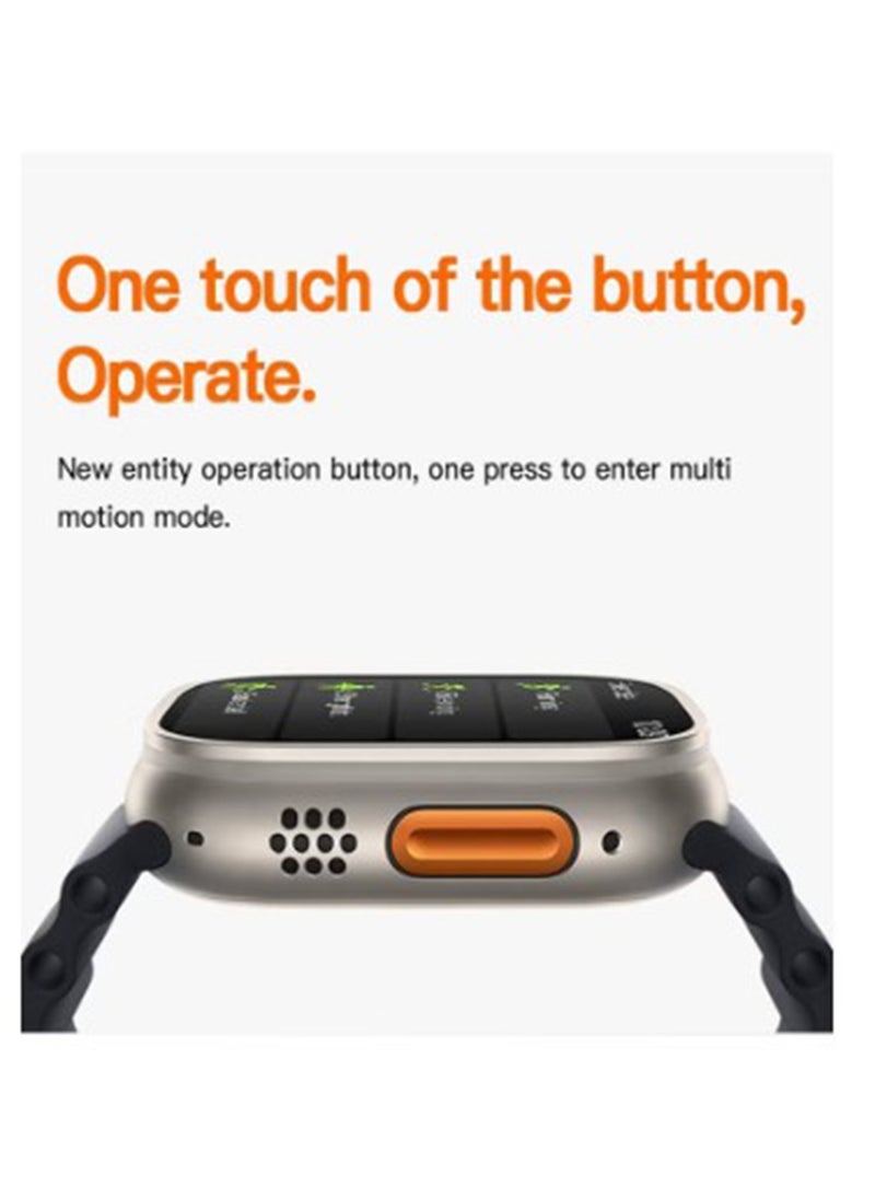 BSNL - BSNL Unisex ULTRA Watch 49m 2.02 Inch Full Touch Color Screen with 4 STRAPS WIRELES CHARGER Bluetooth Calling Health and Sports Smartwatch Orange - Image 1
