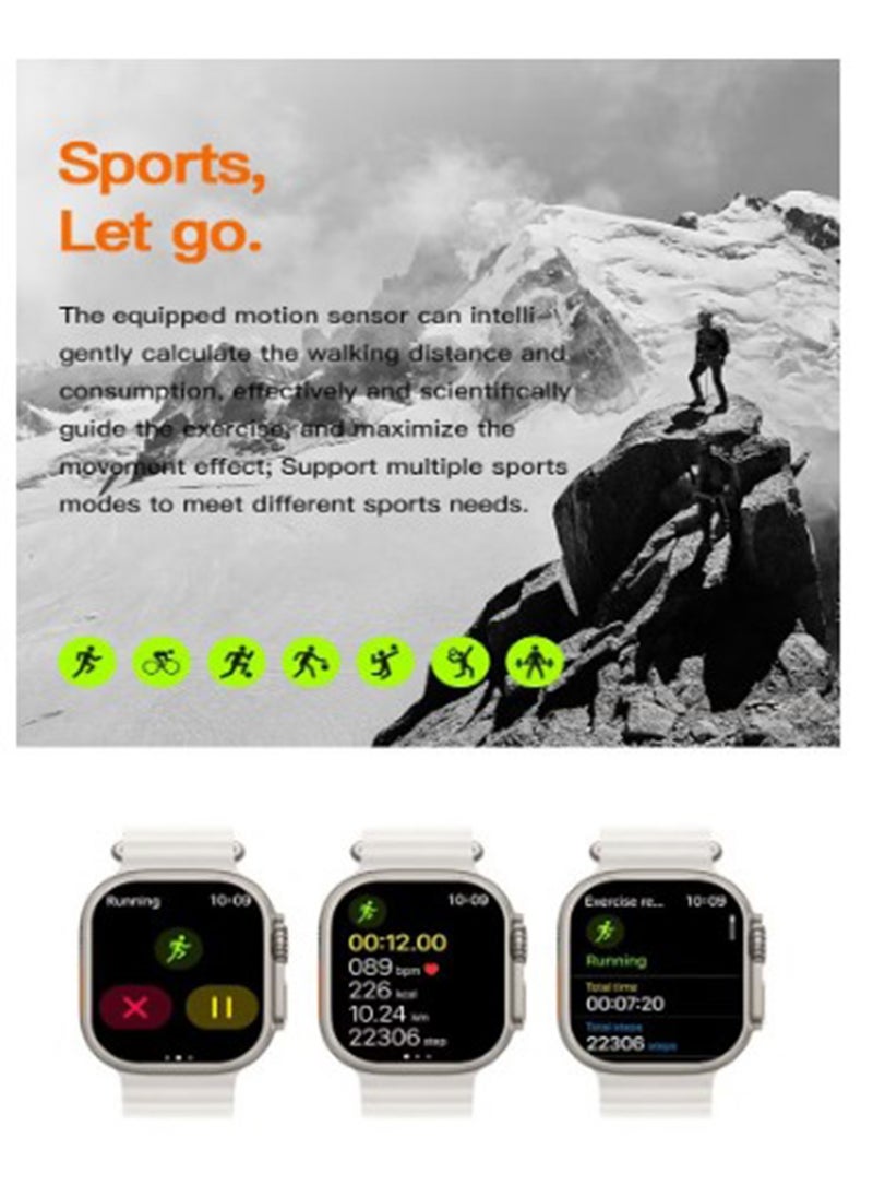 BSNL - BSNL Unisex ULTRA Watch 49m 2.02 Inch Full Touch Color Screen with 4 STRAPS WIRELES CHARGER Bluetooth Calling Health and Sports Smartwatch Orange - Image 1