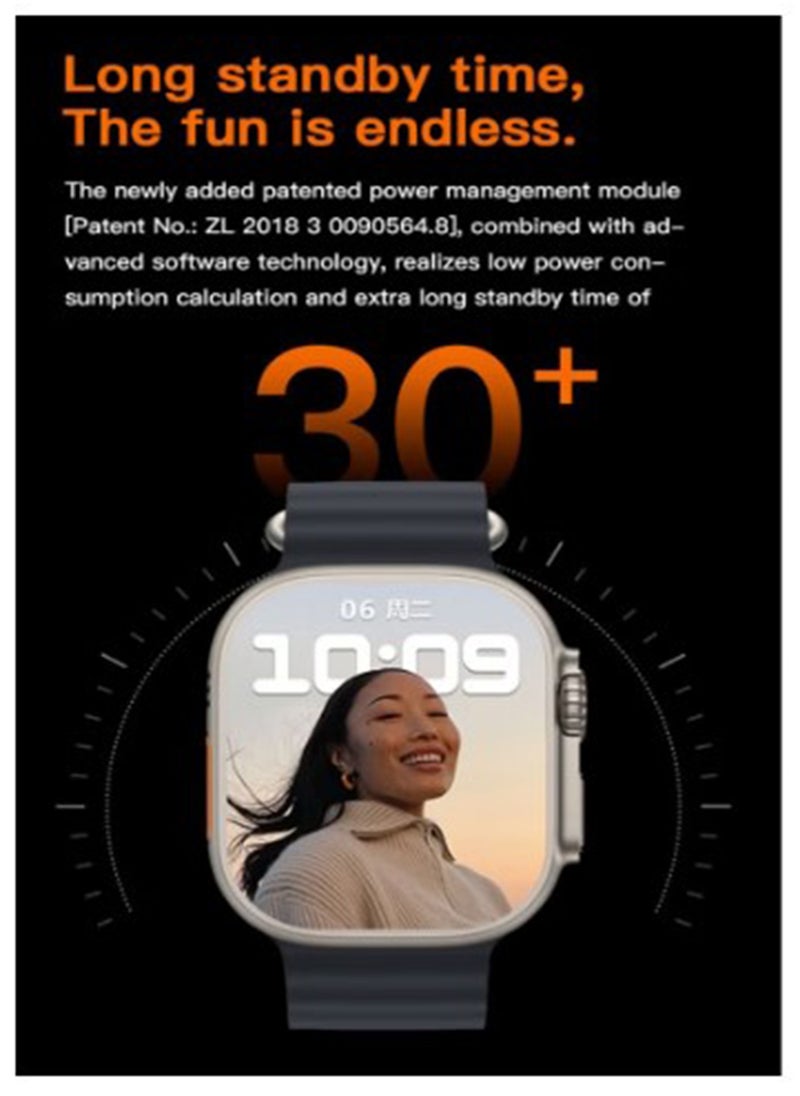 BSNL - BSNL Unisex ULTRA Watch 49m 2.02 Inch Full Touch Color Screen with 4 STRAPS WIRELES CHARGER Bluetooth Calling Health and Sports Smartwatch Orange - Image 1