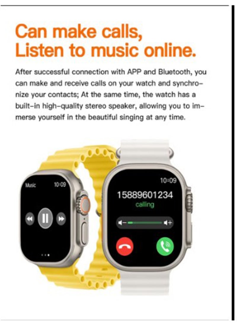 BSNL - BSNL Unisex ULTRA Watch 49m 2.02 Inch Full Touch Color Screen with 4 STRAPS WIRELES CHARGER Bluetooth Calling Health and Sports Smartwatch Orange - Image 1