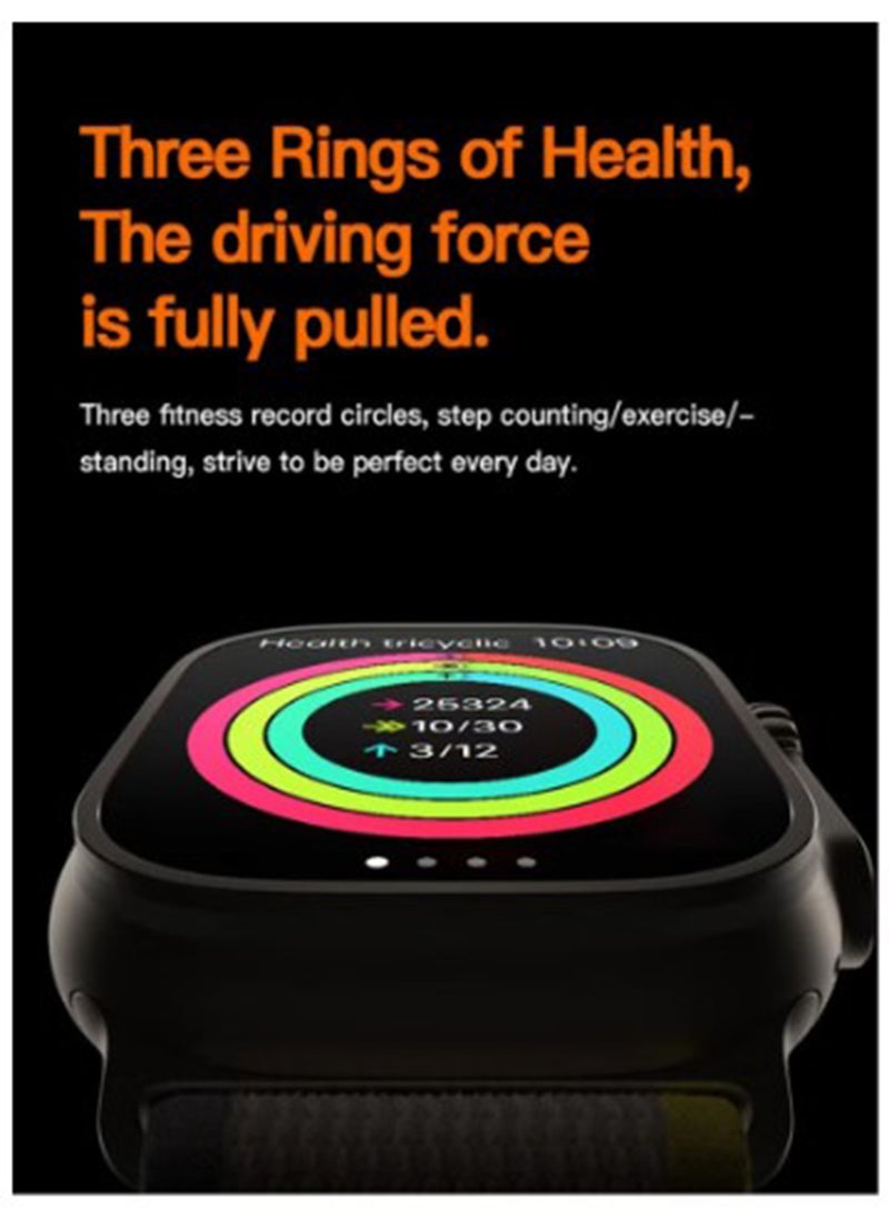 BSNL - BSNL Unisex ULTRA Watch 49m 2.02 Inch Full Touch Color Screen with 4 STRAPS WIRELES CHARGER Bluetooth Calling Health and Sports Smartwatch Orange - Image 1