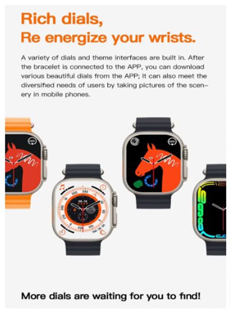 BSNL - BSNL Unisex ULTRA Watch 49m 2.02 Inch Full Touch Color Screen with 4 STRAPS WIRELES CHARGER Bluetooth Calling Health and Sports Smartwatch Orange - Image 1