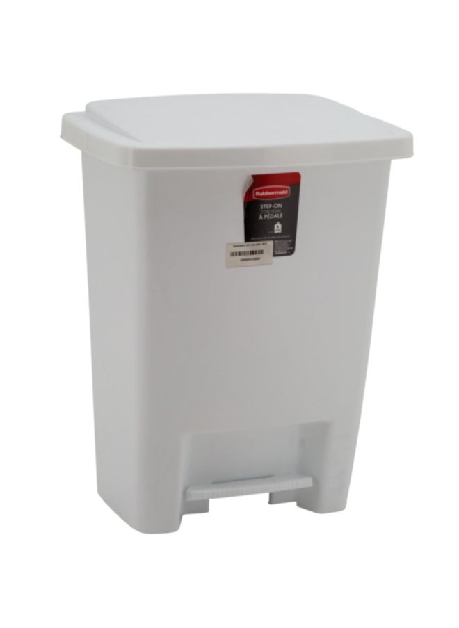 Rubbermaid - High Quality Plastic Step On Wastebasket White 8.25 Gal 2841WHT - Image 1