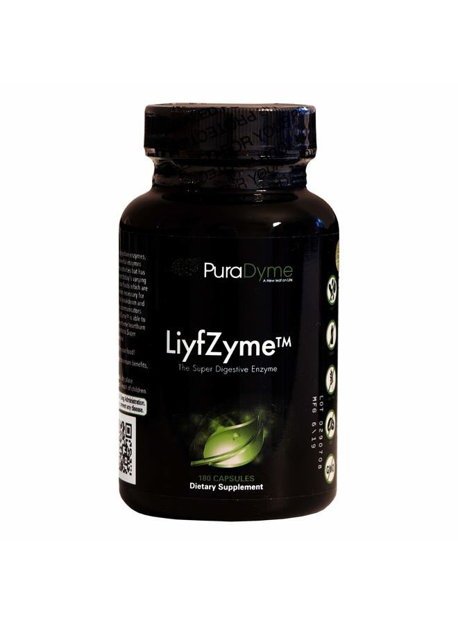 PuraDyme مكمل إنزيمات الهضم النباتي LiyfZyme - 180 كبسولة نباتية. PuraDyme بواسطة لو كورنوا. - Image 1