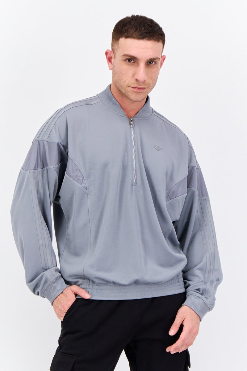 adidas Originals Men Sportswear FIt Long Sleeves Outdoor Blue Version Challenger Swetashirt, Grey  - Image 1