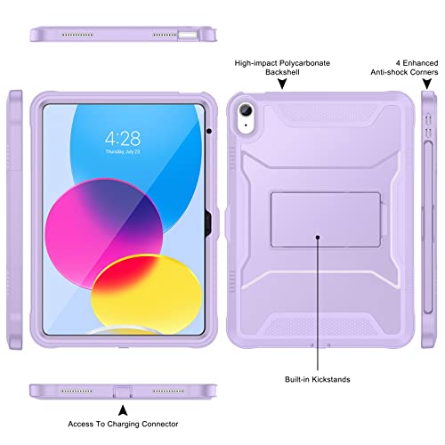 Soke Case for iPad (A16) 11th Generation 11-inch 2025, iPad 10th Generation 10.9-inch 2022, with Built-in Screen Protector and Kickstand, Rugged Full Body Protective Cover - Violet - Image 3