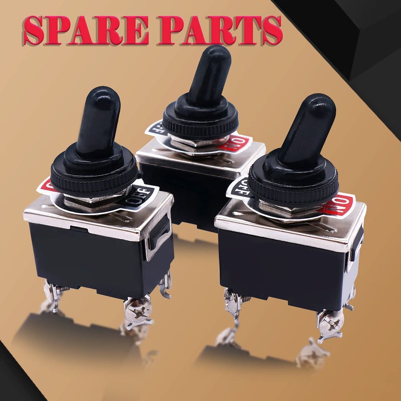 Twidec /3Pcs Heavy Duty Rocker Toggle Switch 16A 250V AC DPST 2 Position 4 Pin ON/Off Switch with Metal Bat Waterproof Boot Cap Cover Ten-1221-B201 - Image 3