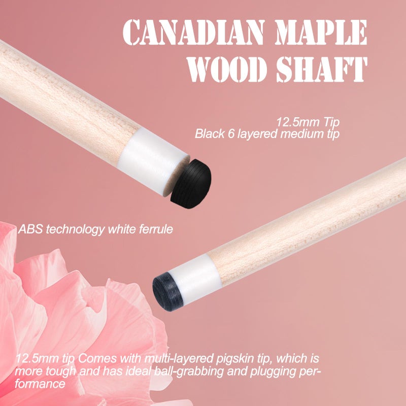 CUEELF Pink Pool Cue Stick 58inches Canadian Maple Billiard Cue Sticks Professional Pool Stick Gifts for Women and Ladies (White, 20 oz) - Image 4