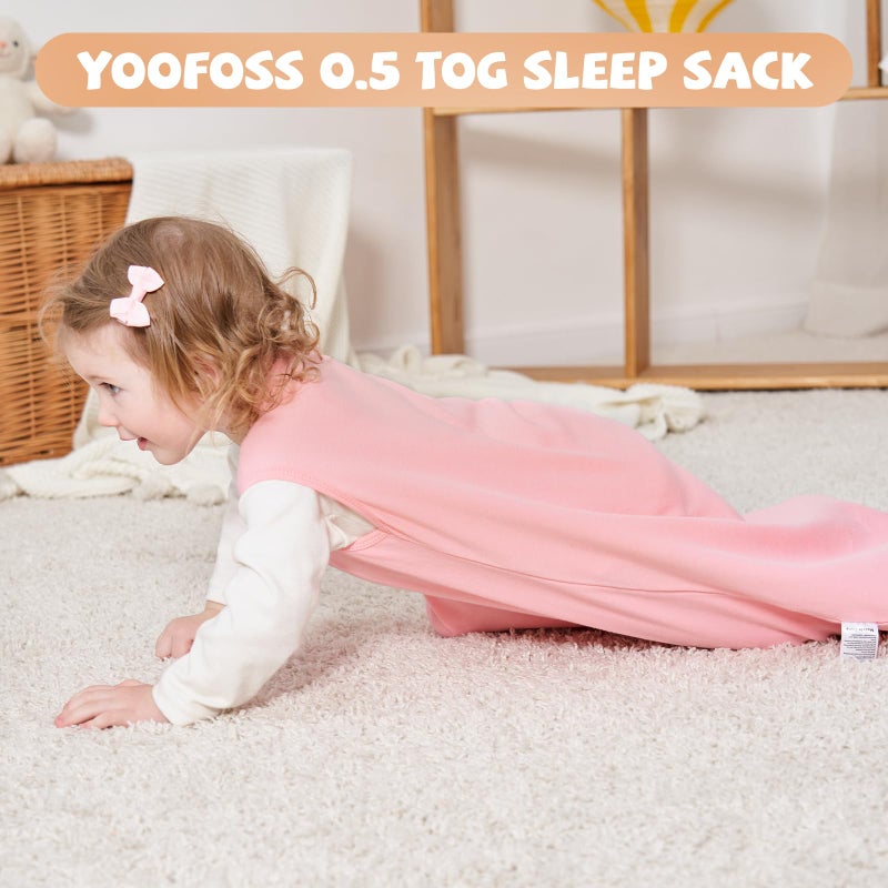 YOOFOSS يوفوس كيس نوم للأطفال 0-6 أشهر بطانية قابلة للارتداء 100% قطن بسحاب مزدوج TOG 0.5 كيس نوم للأطفال 3 عبوات خفيفة الوزن - Image 4