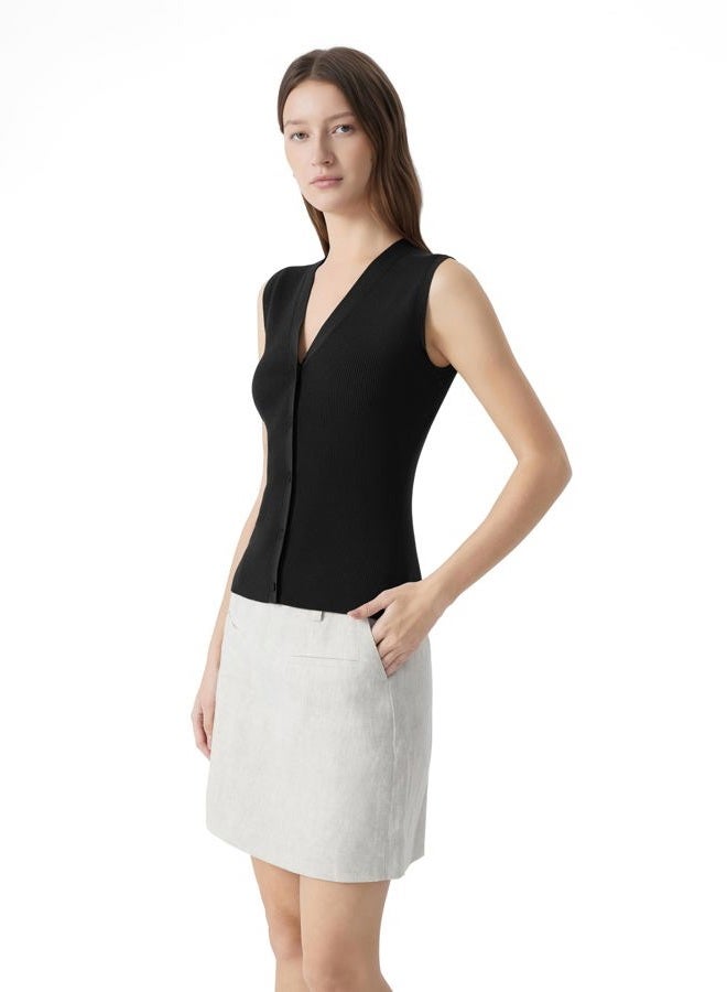 SUUKSESS Women Button Down Vest Tops Summer V Neck Sleeveless Tank Tops Business Casual Sweater Vest, 01 Black, M - Image 4