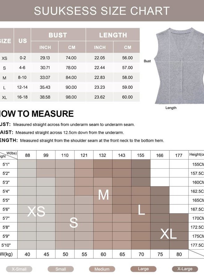 SUUKSESS Women Button Down Vest Tops Summer V Neck Sleeveless Tank Tops Business Casual Sweater Vest, 01 Black, M - Image 5