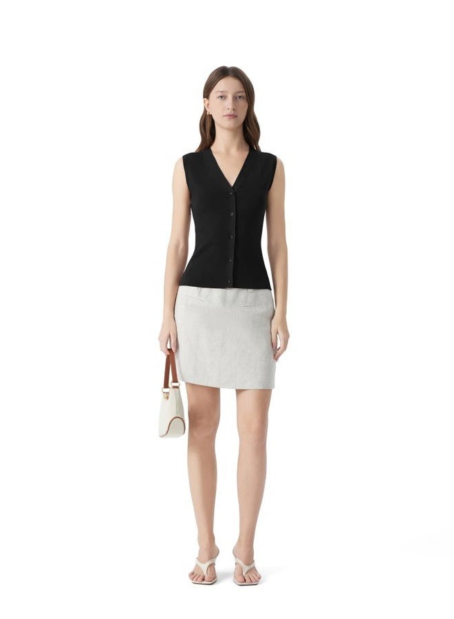 SUUKSESS Women Button Down Vest Tops Summer V Neck Sleeveless Tank Tops Business Casual Sweater Vest, 01 Black, M - Image 3