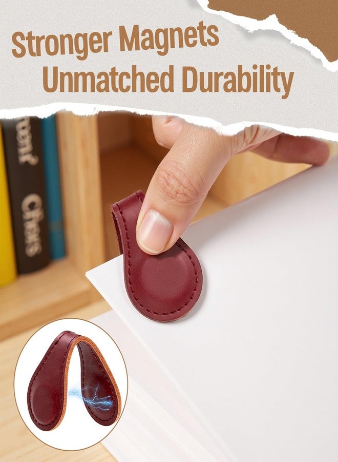 VIXAVI Magnetic Bookmarks 4Pcs - Leather Magnetic Bookmark Gift Set - Double Sided Magnet Bookmark Clips - Leather Bookmarks for Women - Stylish Gifts for Book Lovers - Vintage Book Marks for Reading Women - Image 4