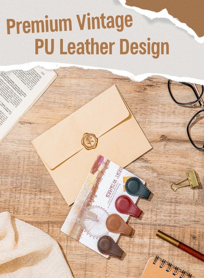 VIXAVI Magnetic Bookmarks 4Pcs - Leather Magnetic Bookmark Gift Set - Double Sided Magnet Bookmark Clips - Leather Bookmarks for Women - Stylish Gifts for Book Lovers - Vintage Book Marks for Reading Women - Image 3