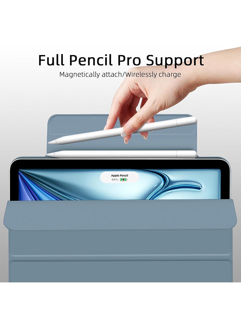 ثيودور جراب مغناطيسي رفيع لجهاز iPad Air مقاس 13 بوصة (M4 2026 / M3 2025 / M2 2024) - غطاء ثلاثي الطي لجهاز iPad Air مقاس 13 بوصة مع حامل قلم، خاصية التشغيل/الإيقاف التلقائي، جراب واقٍ متين - أزرق سماوي - Image 5