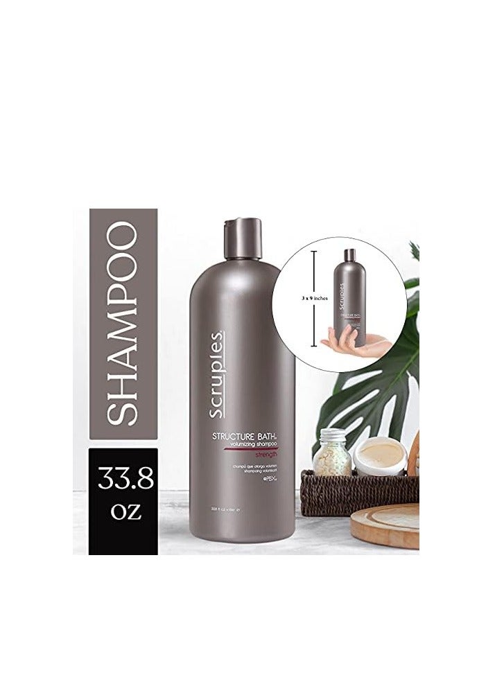 Scruples Structure Bath Volumizing Shampoo - Professional Grade Hair Care - Sulfate Free, Keratin Infused, Moisturizing and Volume Boosting for Fine and Damaged Hair (33.8 oz)