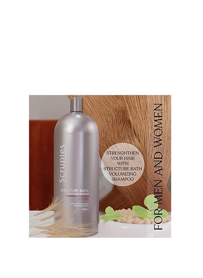 Scruples Structure Bath Volumizing Shampoo - Professional Grade Hair Care - Sulfate Free, Keratin Infused, Moisturizing and Volume Boosting for Fine and Damaged Hair (33.8 oz)
