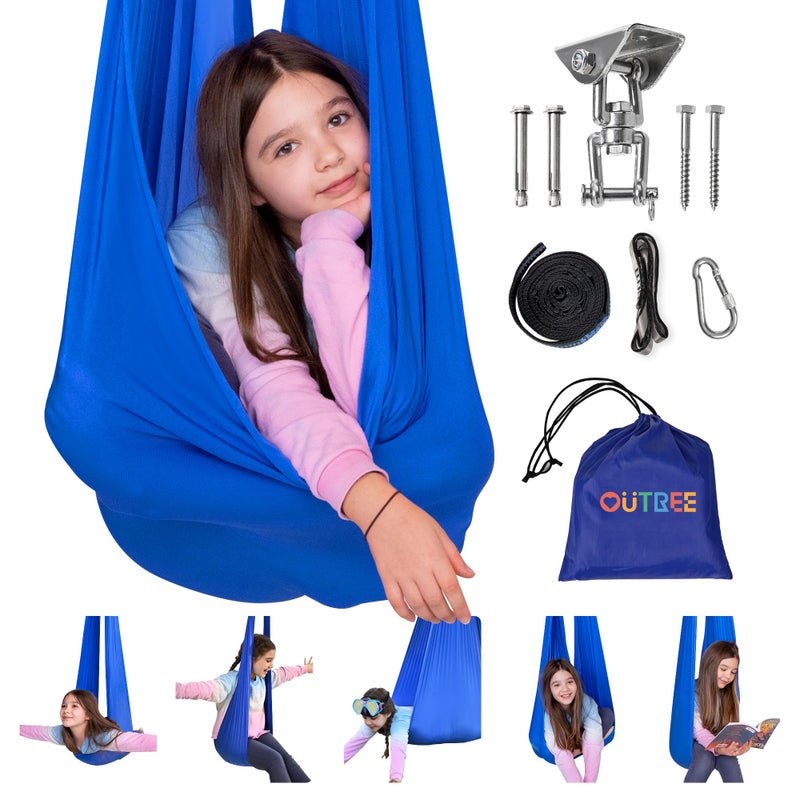 OUTREE OUTREE Sensory Swing for Kids with 360 Swivel Hanger Indoor Therapy Swing Great for Autism ADHD Sensory Processing Disorder and Autistic Children 