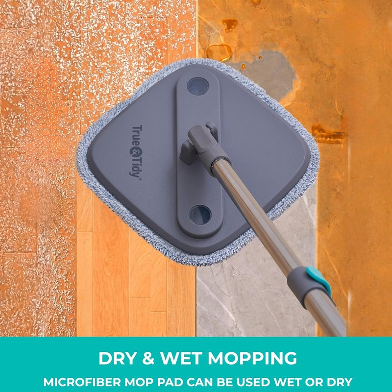 True & Tidy حزمة ® المكونة من 6 قطع، حشيات ممسحة إضافية سميكة من الألياف الدقيقة مقاس 9 بوصة، مخصصة لتعويض SPIN-800 TrueClean للممسحة والدلو المربعة، متوافقة مع M16 ومعظم مساحات الدوار المربعة والدلاء، قابلة للغسل في الغسالة حتى 100 مرة. - Image 3